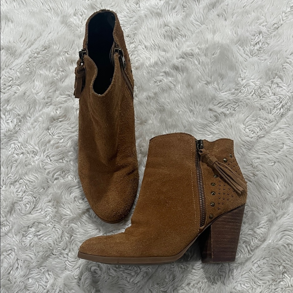 Guess Brown Faux Suede Ankle‎ Heeled Boots Woman’s Size 6